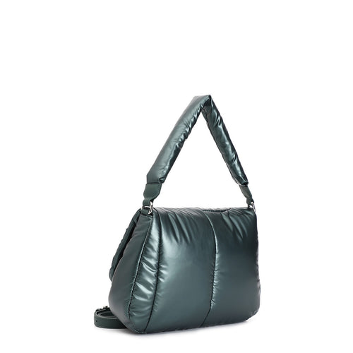 BORSA CON PATTINA IN NYLON CON TRAPUNTATURA IRREGOLARE