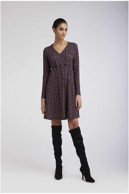 ABITO SCOLLO INCROCIATO STAMPATO