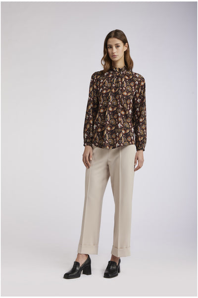 BLUSA CON COLLO ARRICCIATO GEORGETTE STAMPATA