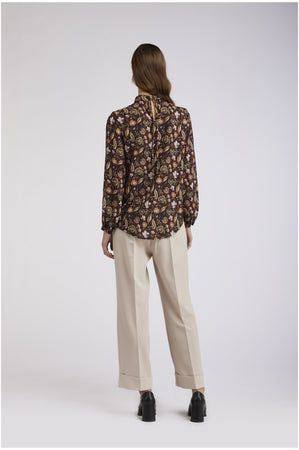 BLUSA CON COLLO ARRICCIATO GEORGETTE STAMPATA
