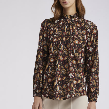 BLUSA CON COLLO ARRICCIATO GEORGETTE STAMPATA