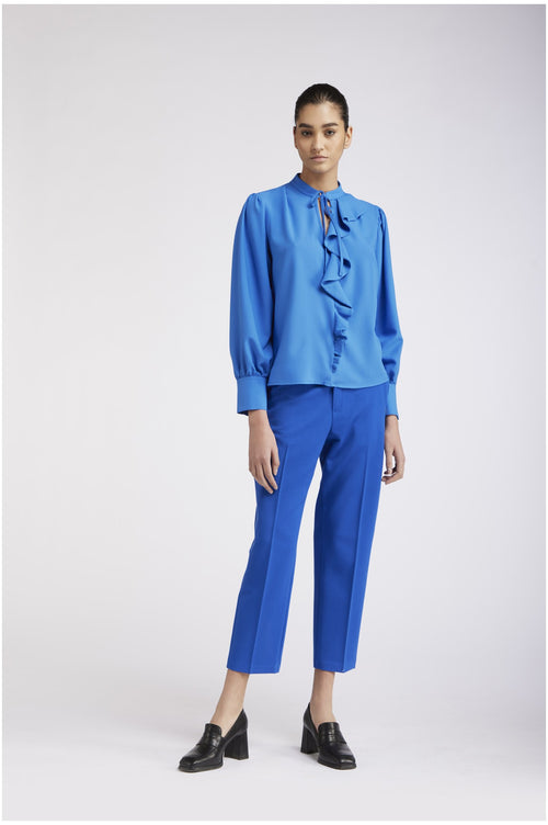 BLUSA CON RUCHES LATERALE IN GEORGETTE