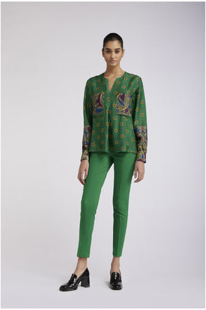 BLUSA STAMPATA CON PIEGA DAVANTI