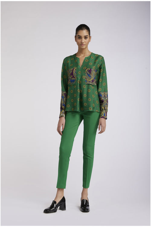 BLUSA STAMPATA CON PIEGA DAVANTI