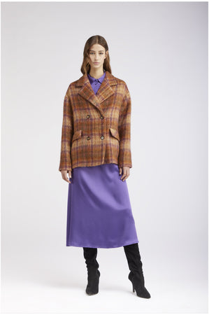 CAPPOTTO CORTO DOPPIOPETTO TESSUTO A QUADRI