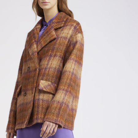 CAPPOTTO CORTO DOPPIOPETTO TESSUTO A QUADRI