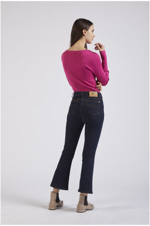 DENIM CROPPED FLARE CON TASCHE A TOPPA