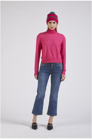 MAGLIONE COLLO ALTO CON CRESPE ALLE SPALLE