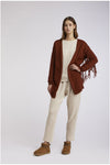 CARDIGAN MISTOALPACA CON FRANGE ALLE MANICHE E DIETRO