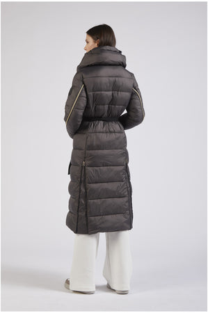 PIUMINO CON CINTURA ELASTICA E COLLO AVVOLGENTE