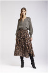 GONNA CON RUCHES GEORGETTE STAMPATA