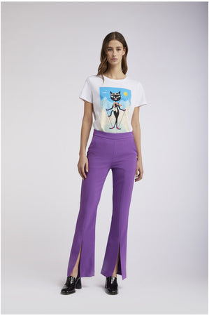 PANTALONE A ZAMPA CON SPACCO DAVANTI TESSUTO BISTRETCH