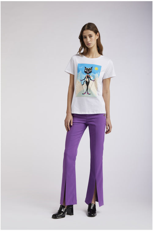 TSHIRT MANICA CORTA STAMPA CAT NOIR SCIATORE