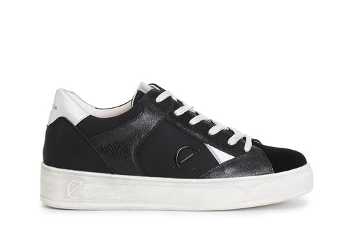 SNEAKERS IN PELLE E PELLE SCAMOSCIATA CON RIPORTI EFFETTO METALLICO