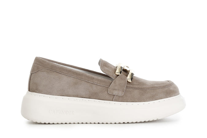 MOCASSINO IN PELLE SCAMOSCIATA CON MORSETTO SUOLA A CASSETTA