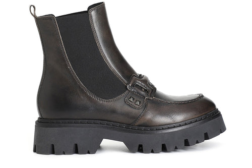 TRONCHETTO CON ELASTICO IN PELLE SPAZZOLATA
