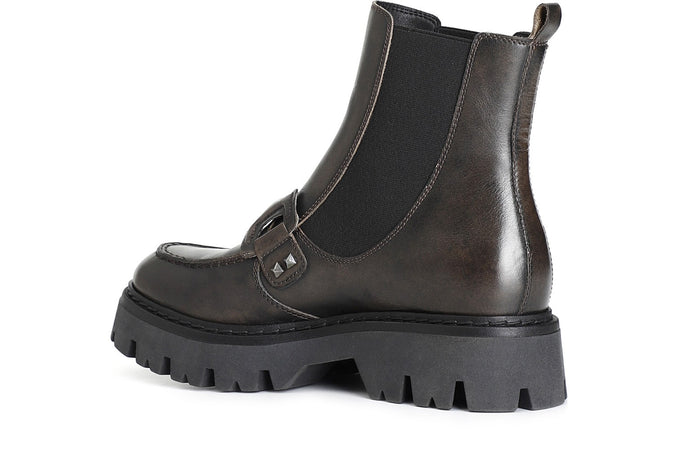 TRONCHETTO CON ELASTICO IN PELLE SPAZZOLATA