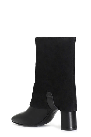 TRONCHETTO IN PELLE CON GHETTA IN BI-MATERIALE