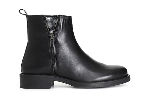 TRONCHETTO IN PELLE CON ZIP E STRASS