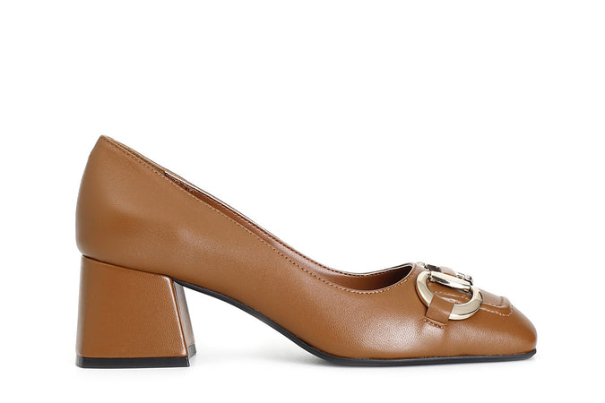 DECOLLETE IN PELLE CON MORSETTO TACCO 60