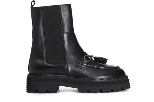 TRONCHETTO IN PELLE CON ELASTICO E NAPPINE