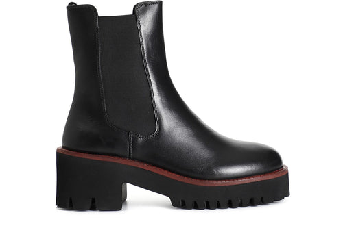 TRONCHETTO ELASTICO IN PELLE CON SUOLA NERA E GUARDOLO COLORATO