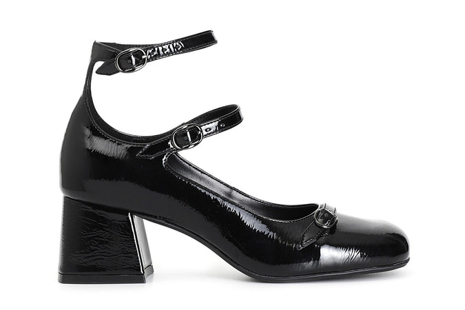 DECOLLETTE 3 FIBBIE EFFETTO VERNICE