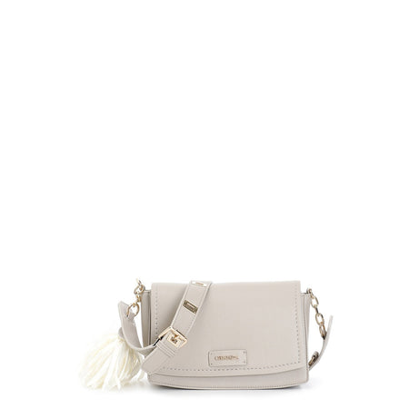 PATTINA IN MATERIALE GRANOSO CON CHARM GRANDE FIORE IN TESSUTO, MANICO CON