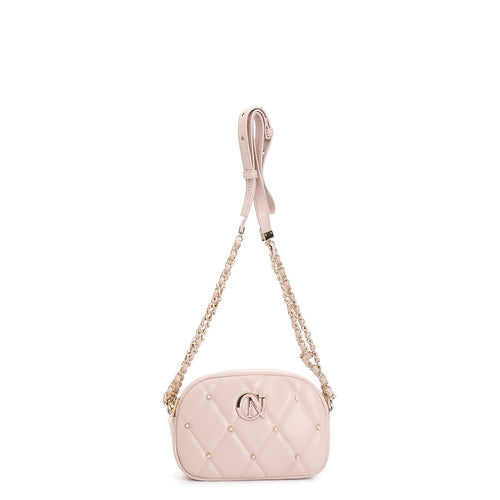 TRACOLLA CON TRAPUNTA A ROMBI CON APPLICAZIONE DI RIVETTI IN TONO E LOGO CN BICO