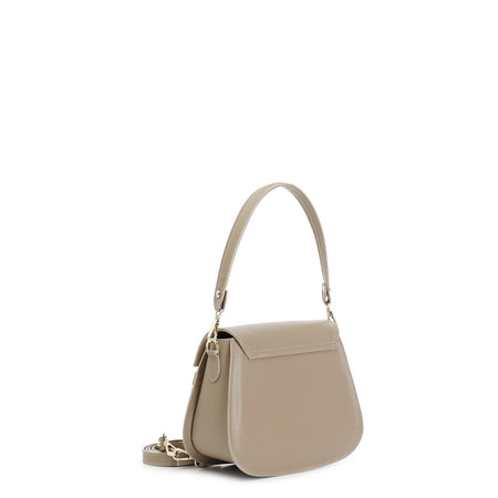 PATTINA IN PELLE CON TRACOLLA CORTA, PASSANTE CON LETTERING