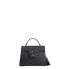 BORSA A MANO CON PATTINA IN SAFFIANO CONLOGO OVALE SMALTATO IN TONO