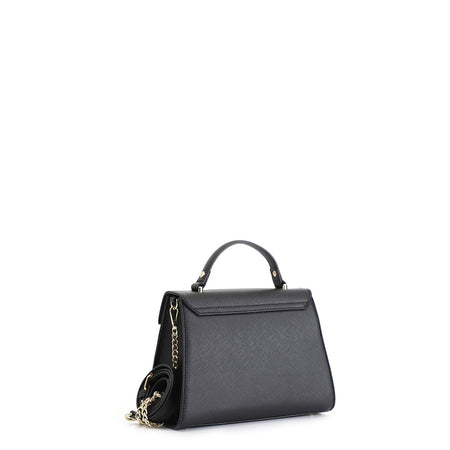 BORSA A MANO CON PATTINA IN SAFFIANO CONLOGO OVALE SMALTATO IN TONO
