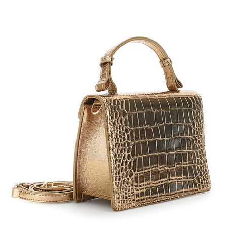 MINIBAGS CON PATTINA IN MATERIALE STAMPACOCCO METALLIZZATO, LOGO CN IN METALLO,