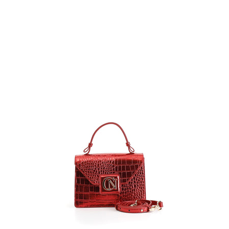 MINIBAGS CON PATTINA IN MATERIALE STAMPACOCCO METALLIZZATO, LOGO CN IN METALLO,