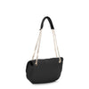 BORSA A SPALLA CON PATTINA EFFETTO PUFFY CON LOGO IN METALLO, TRACOLLA IN CATENA