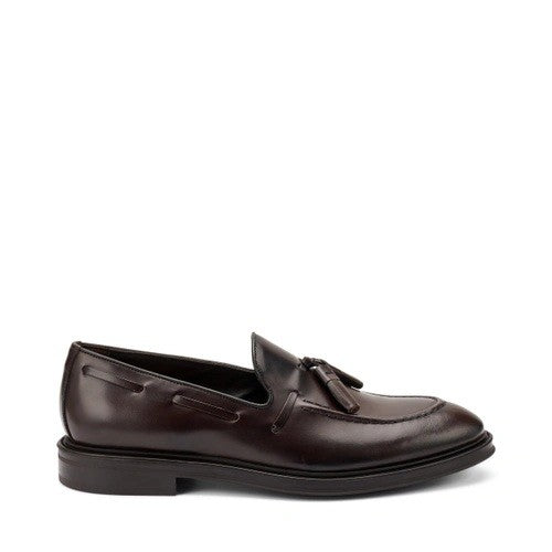 Frau mocassini uomo in pelle nero con nappine 71L2