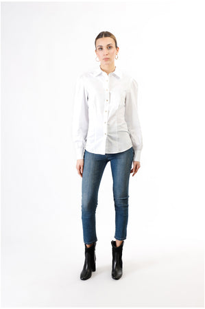 CAMICIA IN POPELINE CON MANICHE INCRESPATE