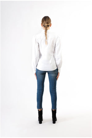 CAMICIA IN POPELINE CON MANICHE INCRESPATE