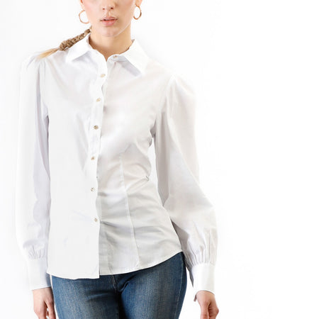 CAMICIA IN POPELINE CON MANICHE INCRESPATE