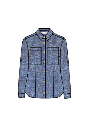 CAMICIA IN CHAMBRIE CON TASCHE A TOPPA