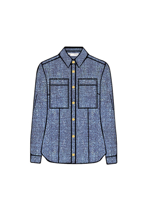 CAMICIA IN CHAMBRIE CON TASCHE A TOPPA