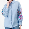 CAMICIA IN POPELINE CON RICAMO PAILETTES