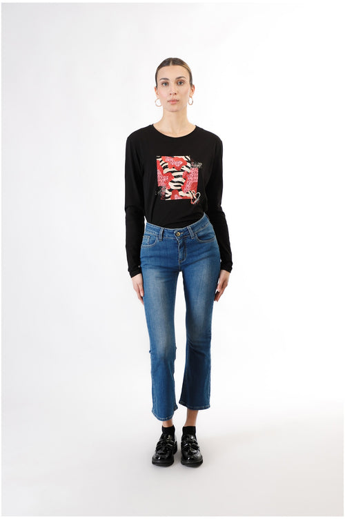 DENIM CROPPED FLARE