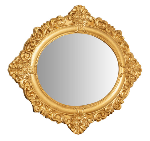 Biscottini Specchiera da appendere da parete in legno finitura foglia oro anticato