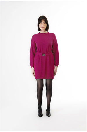 ABITO IN MAGLIA GIROCOLLO CON CINTURA