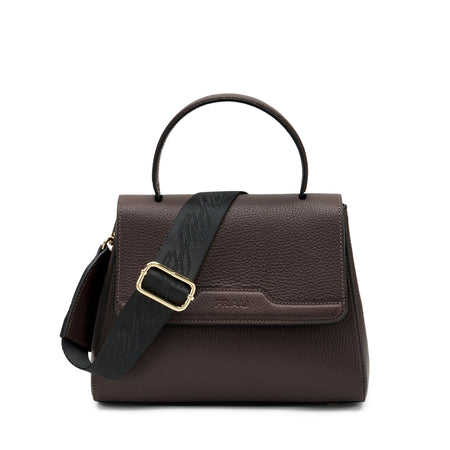 Frau Handbag rigida con maniglia in pelle chocolat B819
