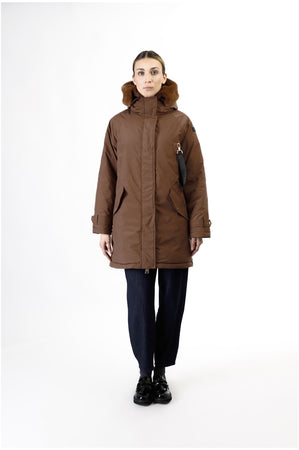 PARCA CON CAPPUCCIO FODERATO IN ECOPELLICCIA