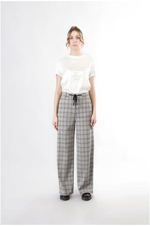 PANTALONE SUPER WIDE TESSUTO ELASTICIZZATO PRINCIPE DI GALLES