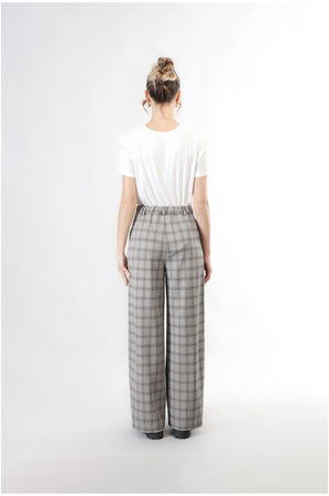 PANTALONE SUPER WIDE TESSUTO ELASTICIZZATO PRINCIPE DI GALLES