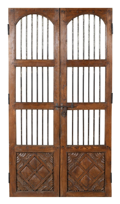 Biscottini Porta portone in legno massello e ferro da interno o da esterno vecchia e antica medievale